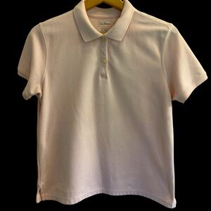 L.L. Bean Relaxed Fit Women's Polo Button Down Golf Shirt Soft Pink sz M EUC